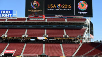 Members of the US men's soccer team train before their opening COPA America 2016 match against Colombia at the Levi's Stadium in Santa Clara on June 2, 2016. / AFP / Mark Ralston (Photo credit should read MARK RALSTON/AFP/Getty Images)