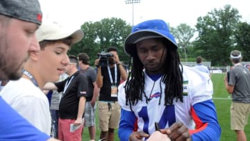 Jul 30, 2016; Pittsford, NY, USA; Buffalo Bills wide receiver Sammy Watkins (14) signs autographs for fans after the first session of training camp at St. John Fisher College. Mandatory Credit: Mark Konezny-USA TODAY Sports