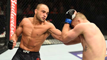 DETROIT, MI - DECEMBER 02: (L-R) Eddie Alvarez punches Justin Gaethje in their lightweight bout during the UFC 218 event inside Little Caesars Arena on December 02, 2017 in Detroit, Michigan. (Photo by Josh Hedges/Zuffa LLC/Zuffa LLC via Getty Images)