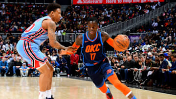 Dennis Schroder #17 of the Oklahoma City Thunder (Photo by Scott Cunningham/NBAE via Getty Images)