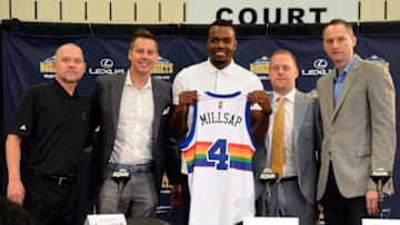 DENVER, CO - JULY 13: The Denver Nuggets Introduce Paul Millsap during a press conference on July 13, 2017 at the Montbello Recreation Center in Denver, Colorado. NOTE TO USER: User expressly acknowledges and agrees that, by downloading and/or using this Photograph, user is consenting to the terms and conditions of the Getty Images License Agreement. Mandatory Copyright Notice: Copyright 2017 NBAE (Photo by Bart Young/NBAE via Getty Images)