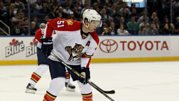 Oct 17, 2014; Buffalo, NY, USA; Florida Panthers defenseman Brian Campbell (51) against the Buffalo Sabres at First Niagara Center. Mandatory Credit: Timothy T. Ludwig-USA TODAY Sports