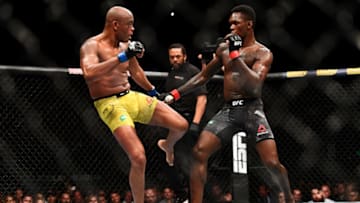 Anderson Silva vs. Israel Adesanya (Photo by Quinn Rooney/Getty Images)