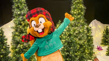 Earl the Squirrel at Universal Orlando Holiday celebration, photo provided by Cristine Struble