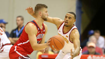 LAHAINA, HI - NOVEMBER 19: Talen Horton-Tucker #11 of the Iowa State Cyclones guards Ryan Luther #10 of the Arizona Wildcats during the first half of the game at Lahaina Civic Center on November 19, 2018 in Lahaina, Hawaii. (Photo by Darryl Oumi/Getty Images)