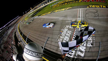 LAS VEGAS, NV - SEPTEMBER 14: Grant Enfinger, NASCAR Truck Series driver of the #98 ThorSport Racing Ford wins the 2018 World of Westgate 200 at Las Vegas Motor Speedway (Photo by Jonathan Ferrey/Getty Images)