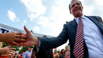 Gus Malzahn takes the No. 9 Tigers into a huge Week 1 game Saturday. (Photo by Butch Dill/Getty Images)