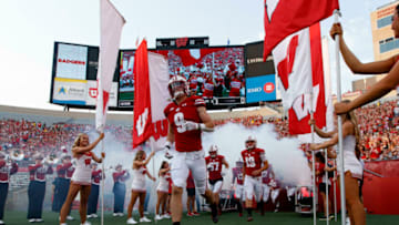 Sep 11, 2021; Madison, Wisconsin, USA; The Wisconsin Badgers take the field prior to the game against the Eastern Michigan Eagles at Camp Randall Stadium. Mandatory Credit: Jeff Hanisch-USA TODAY Sports