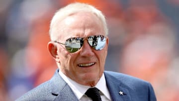 DENVER, CO - SEPTEMBER 17: Owner Jerry Jones of the Dallas Cowboys stands on the sidelines before the game against the Denver Broncos at Sports Authority Field at Mile High on September 17, 2017 in Denver, Colorado. (Photo by Matthew Stockman/Getty Images)