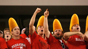 ARLINGTON, TX - DECEMBER 04: Nebraska Cornhusker fans cheer on their team against the Oklahoma Sooners at Cowboys Stadium on December 4, 2010 in Arlington, Texas. The Sooners beat the Cornhuskers 23-20. (Photo by Tom Pennington/Getty Images)