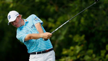 GREENSBORO, NC - AUGUST 17: Brandt Snedeker plays his shot from the 13th tee during the second round of the Wyndham Championship at Sedgefield Country Club on August 17, 2018 in Greensboro, North Carolina. (Photo by Kevin C. Cox/Getty Images)