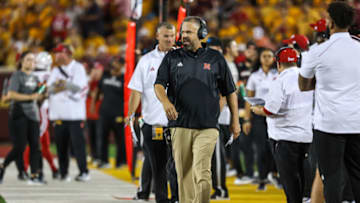Aug 31, 2023; Minneapolis, Minnesota, USA; Nebraska Cornhuskers head coach Matt Rhule looks on during the second quarter against the Minnesota Golden Gophers at Huntington Bank Stadium. Mandatory Credit: Matt Krohn-USA TODAY Sports
