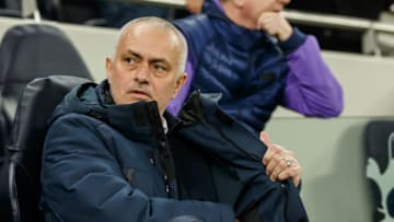 LONDON, ENGLAND - FEBRUARY 19: (BILD ZEITUNG OUT) head coach Jose Mourinho of Tottenham Hotspur looks on prior to the UEFA Champions League round of 16 first leg match between Tottenham Hotspur and RB Leipzig at Tottenham Hotspur Stadium on February 19, 2020 in London, United Kingdom. (Photo by Roland Krivec/DeFodi Images via Getty Images)
