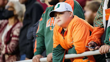 Miami fans watch as the Hurricanes lose to Florida State 31-28 at Doak Campbell Stadium Saturday, Nov. 13, 2021.Fan Cam Fsu V Miami010
