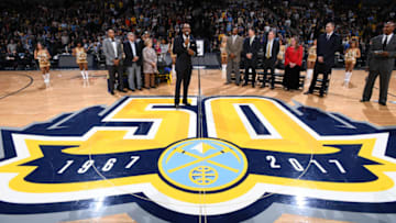 DENVER, CO - DECEMBER 2: The Denver Nuggets retire Fat Levers