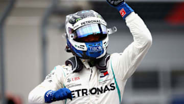 SPIELBERG, AUSTRIA - JUNE 30: Pole position qualifier Valtteri Bottas of Finland and Mercedes GP (Photo by Charles Coates/Getty Images)