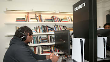 LAS VEGAS, NEVADA - APRIL 27: Jordan Davis plays in the COD game play area during Call of Duty: Modern Warfare II event at the 2022 NFL Draft on April 27, 2022 in Las Vegas, Nevada. (Photo by Jesse Grant/Getty Images for Activision)