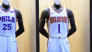 LOS ANGELES, CA - SEPTEMBER 15: A shot of the Phoenix Suns new uniforms during the Nike Innovation Summit in Los Angeles, California on September 15, 2017. NOTE TO USER: User expressly acknowledges and agrees that, by downloading and or using this photograph, User is consenting to the terms and conditions of the Getty Images License Agreement. Mandatory Copyright Notice: Copyright 2017 NBAE (Photo by Andrew D. Bernstein/NBAE via Getty Images)