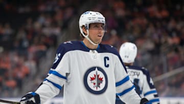 EDMONTON, AB - NOVEMBER 18: Blake Wheeler #26 of the Winnipeg Jets skates against the Edmonton Oilers during the first period at Rogers Place on November 18, 2021 in Edmonton, Canada. (Photo by Codie McLachlan/Getty Images)