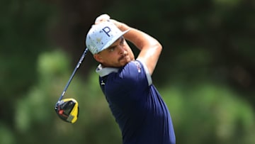 MEMPHIS, TENNESSEE - JULY 31: Rickie Fowler of the United States plays his shot from the 17th tee during the second round of the World Golf Championship-FedEx St Jude Invitational at TPC Southwind on July 31, 2020 in Memphis, Tennessee. (Photo by Andy Lyons/Getty Images)