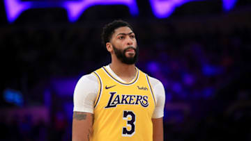 LOS ANGELES, CALIFORNIA - NOVEMBER 19: Anthony Davis #3 of the Los Angeles Lakers looks on during the first half of a game against the Oklahoma City Thunder at Staples Center on November 19, 2019 in Los Angeles, California. NOTE TO USER: User expressly acknowledges and agrees that, by downloading and/or using this photograph, user is consenting to the terms and conditions of the Getty Images License Agreement (Photo by Sean M. Haffey/Getty Images)