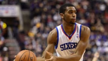 Feb 7, 2014; Philadelphia, PA, USA; Philadelphia 76ers forward Hollis Thompson (31) during the third quarter against the Los Angeles Lakers at the Wells Fargo Center. The Lakers defeated the Sixers 112-98. Mandatory Credit: Howard Smith-USA TODAY Sports