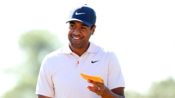HOUSTON, TEXAS - NOVEMBER 04: Tony Finau looks on from ten tee ahead of the Houston Open at Memorial Park Golf Course on November 04, 2020 in Houston, Texas. (Photo by Maddie Meyer/Getty Images)
