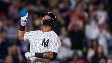 NEW YORK, NY - MAY 25: Gleyber Torres #25 of the New York Yankees hits a solo home run in the seventh inning, the youngest American League player ever to hit a home run in four straight games during the game against the Los Angeles Angels at Yankee Stadium on Friday May 25, 2018 in the Bronx borough of New York City. (Photo by Rob Tringali/SportsChrome/Getty Images)