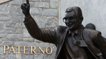 STATE COLLEGE, PA - NOVEMBER 19: A statue of former Penn State head coach Joe Paterno is seen November 19, 2011 at Beaver Stadium in State College, Pennsylvania. (Photo by Chris Gardner/Getty Images)