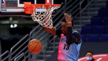 Bam Adebayo #13 of the Miami Heat dunks during a game against the Toronto Raptors(Photo by Mike Ehrmann/Getty Images)