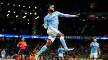 "Raheem Sterling celebrates his goal against Borussia Monchengladbach on Tuesday" (Credit to Manchester City Facebook).