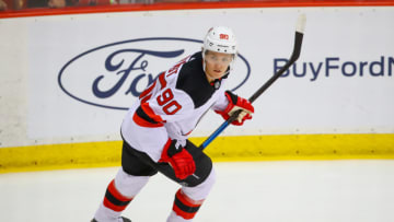 NEWARK, NJ - JULY 14: New Jersey Devils defenseman Jesper Boqvist (90) Skates during the New Jersey Devils Development Camp Red and White Scrimmage on July13, 2019 at the Prudential Center in Newark, NJ. (Photo by Rich Graessle/Icon Sportswire via Getty Images)