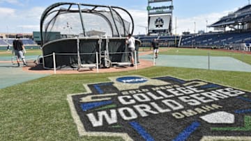 Omaha, NE - JUNE 27: Coastal Carolina Chanticleers players take batting practice prior to playing the Arizona Wildcats in game one of the College World Series Championship Series on June 27, 2016 at TD Ameritrade Park in Omaha, Nebraska. (Photo by Peter Aiken/Getty Images)