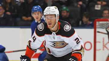 TORONTO, ON - FEBRUARY 7: Carter Rowney #24 of the Anaheim Ducks skates against the Toronto Maple Leafs during an NHL game at Scotiabank Arena on February 7, 2020 in Toronto, Ontario, Canada. The Maple Leafs defeated the Ducks 5-4 in overtime. (Photo by Claus Andersen/Getty Images)