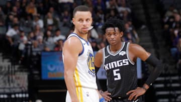 SACRAMENTO, CA - DECEMBER 14: Stephen Curry #30 of the Golden State Warriors looks on during the game against the Sacramento Kings on December 14, 2018 at Golden 1 Center in Sacramento, California. NOTE TO USER: User expressly acknowledges and agrees that, by downloading and or using this photograph, User is consenting to the terms and conditions of the Getty Images Agreement. Mandatory Copyright Notice: Copyright 2018 NBAE (Photo by Rocky Widner/NBAE via Getty Images)