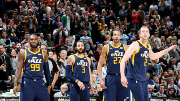 SALT LAKE CITY, UT - MARCH 5: the Utah Jazz looks on during the game against the Orlando Magicon March 5, 2018 at vivint.SmartHome Arena in Salt Lake City, Utah. Copyright 2018 NBAE (Photo by Melissa Majchrzak/NBAE via Getty Images)