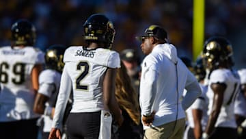 Coach Prime is not "completely off the hook" for the Colorado football offense's questionable play-calling through Week 7 Mandatory Credit: Mark J. Rebilas-USA TODAY Sports