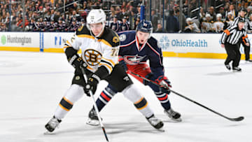 COLUMBUS, OH - DECEMBER 27: Frank Vatrano #72 of the Boston Bruins skates against the Columbus Blue Jackets on December 27, 2016 at Nationwide Arena in Columbus, Ohio. (Photo by Jamie Sabau/NHLI via Getty Images)