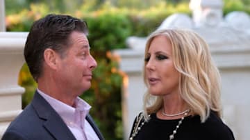 THE REAL HOUSEWIVES OF ORANGE COUNTY -- "Femme Finale" Episode 1318 -- Pictured: (l-r) Steve Lodge, Vicki Gunvalson -- (Photo by: Phillip Faraone/Bravo)