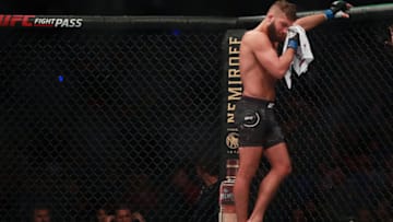 MEXICO CITY, MEXICO - SEPTEMBER 21: Jeremy Stephens reacts in his featherweight bout during UFC Fight Night event at Arena Ciudad de Mexico on September 21, 2019 in Mexico City, Mexico. (Photo by Hector Vivas/Zuffa LLC/Zuffa LLC)