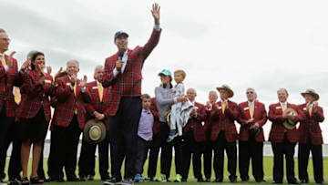 HILTON HEAD ISLAND, SC - APRIL 20: Matt Kuchar waves to the gallery after winning the RBC Heritage at Harbour Town Golf Links on April 20, 2014 in Hilton Head Island, South Carolina. (Photo by Maddie Meyer/Getty Images)