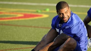 "Lights Out" may be a literal nickname for Shawne Merriman who has been cut by the Buffalo Bills. (Mandatory Credit: Richard Mackson-US PRESSWIRE)