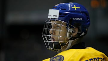 VICTORIA , BC - DECEMBER 27: Philip Broberg #25 of Sweden versus Slovakia at the IIHF World Junior Championships at the Save-on-Foods Memorial Centre on December 27, 2018 in Victoria, British Columbia, Canada. (Photo by Kevin Light/Getty Images)"n"n"n"n
