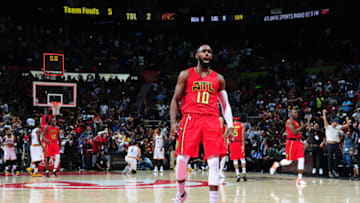ATLANTA, GA - APRIL 9: Tim Hardaway Jr. #10 of the Atlanta Hawks celebrates during a game against the Cleveland Cavaliers on April 9, 2017 at Philips Arena in Atlanta, Georgia. Copyright 2017 NBAE (Photo by Scott Cunningham/NBAE via Getty Images)