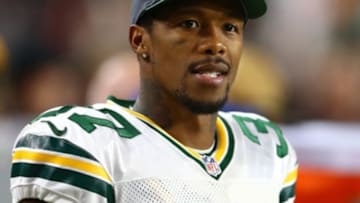 Jan 16, 2016; Glendale, AZ, USA; Green Bay Packers cornerback Sam Shields (37) against the Arizona Cardinals during the NFC Divisional round playoff game at University of Phoenix Stadium. Mandatory Credit: Mark J. Rebilas-USA TODAY Sports
