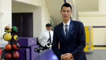 Jul 24, 2014; El Segundo, CA, USA; Los Angeles Lakers Jeremy Lin is introduced to the media during a press conference at Toyota Sports Center. Mandatory Credit: Jayne Kamin-Oncea-USA TODAY Sports