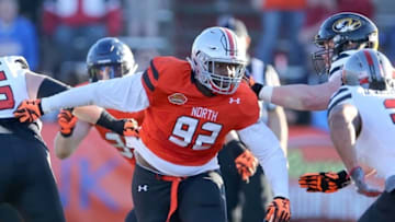 Jan 30, 2016; Mobile, AL, USA; North squad defensive tackle Adolphus Washington of Ohio State (92) in the second half of the Senior Bowl at Ladd-Peebles Stadium. Mandatory Credit: Chuck Cook-USA TODAY Sports
