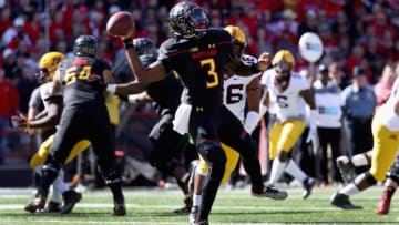 COLLEGE PARK, MD - OCTOBER 15: Quarterback Tyrrell Pigrome #3 of the Maryland Terrapins throws a pass against the Minnesota Golden Gophers in the first half at Capital One Field on October 15, 2016 in College Park, Maryland. (Photo by Rob Carr/Getty Images)