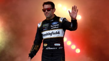 BRISTOL, TENNESSEE - AUGUST 17: Aric Almirola, driver of the #10 Smithfield Ford, is intorduced prior to the Monster Energy NASCAR Cup Series Bass Pro Shops NRA Night Race at Bristol Motor Speedway on August 17, 2019 in Bristol, Tennessee. (Photo by Sean Gardner/Getty Images)