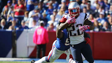 ORCHARD PARK, NY - OCTOBER 12: Stevan Ridley #22 of the New England Patriots runs the ball against the Buffalo Bills during the second half at Ralph Wilson Stadium on October 12, 2014 in Orchard Park, New York. (Photo by Tom Szczerbowski/Getty Images)